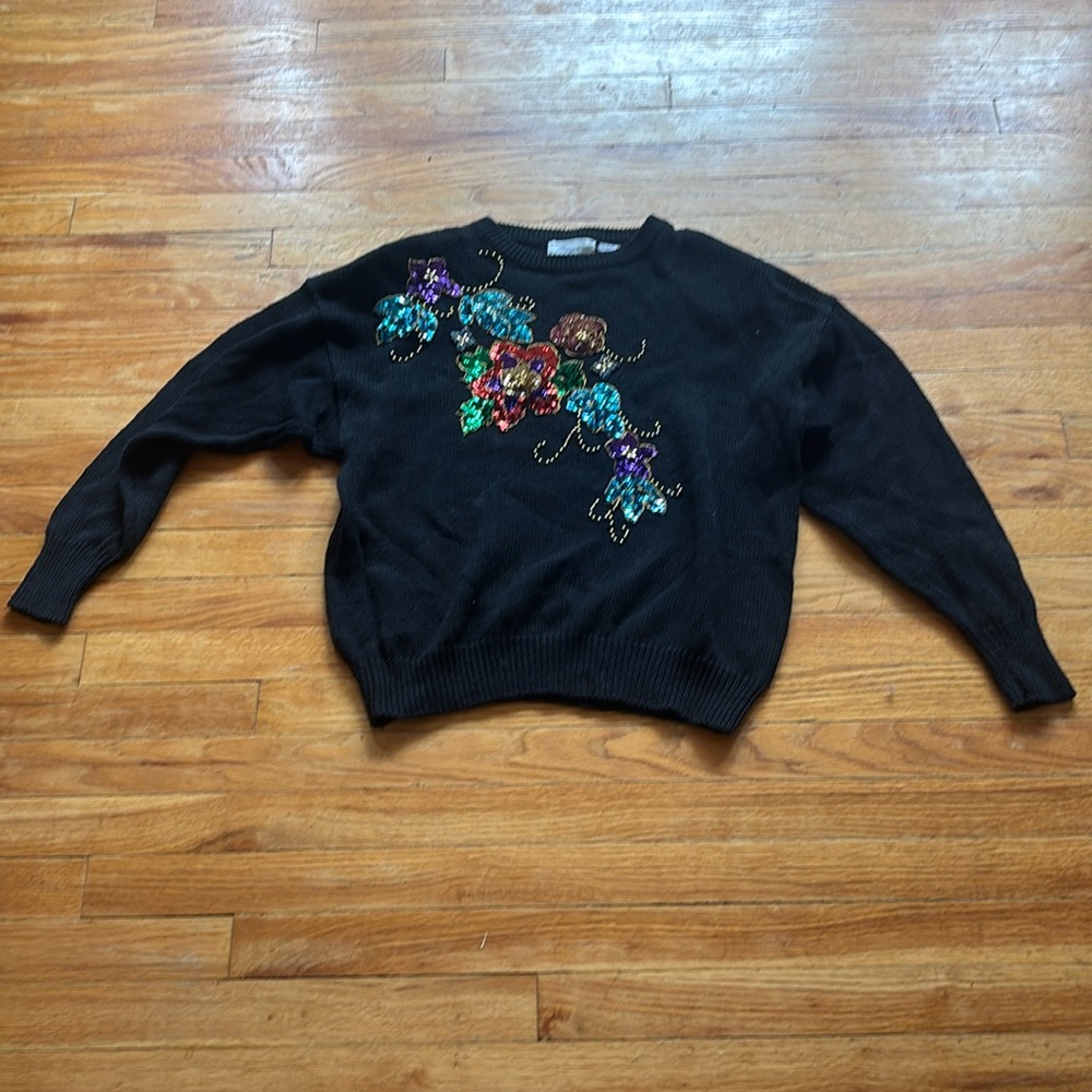 Vintage Margules Flower Sequin Sweater